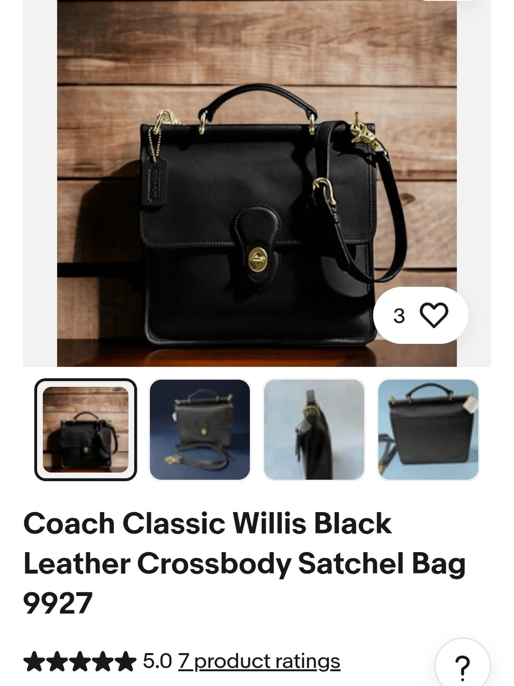 1990's Vintage Coach Classic Willis Black Leather Crossbody Satchel